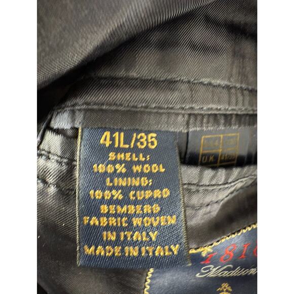 Brooks Brothers Mens Size 41L/35 100% Wool Blazer Jacket Black Long Sleeve - Picture 9 of 11